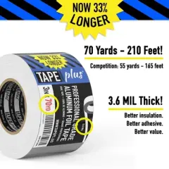 Tape Plus Professional Grade Aluminum Foil Tape - 3 Inch by 210 Feet (70 Yards)