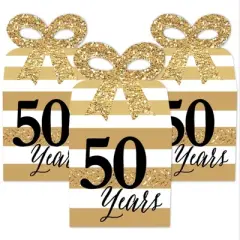 Big Dot of Happiness We Still Do - 50th Wedding Anniversary - Square Favor Gift Boxes - Anniversary Party Bow Boxes - Set of 12
