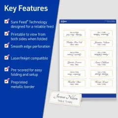 Avery Place Cards, 1-7/16" x 3-3/4", Gold Border, 150 Cards (35701)