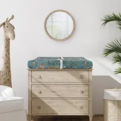 Sweet Jojo Designs Girl Changing Pad Sheet Boho Floral Wildflower Blue Orange and Pink