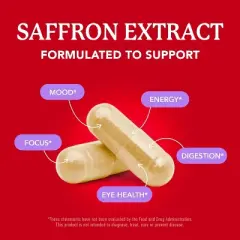 Saffron Extract Supplements, Pure Saffron Extract Capsules for Mood, Focus, Eye Health & Energy Balance Support, SMNutrition, 90ct, 3 months supply