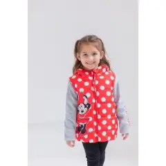 Disney Minnie Mouse Girls Zip Up Vest 2fer Jacket Toddler to Little Kid