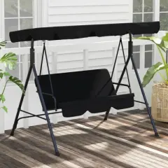 PAGED 3-Seat Outdoor Swing Chair with Adjustable Tilt Canopy and Removable Cushion,Porch Swing with Steel Frame Standfor Patio,Porch