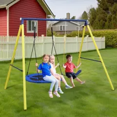 Dexmalle Indoor/Outdoor Metal Swing Set with Safety Belt