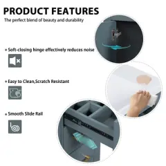 Mshliw 36 Inch Bathroom Vanity with Ceramic Sink, Freestanding Storage Cabinet with 3 Drawers and Soft-Close Doors, Solid Wood Frame