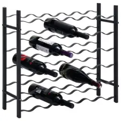 vidaXL Black Iron Wine Rack - Stylish, Durable and High-Capacity Storage Solution for Up to 36 Wine Bottles, Easy Assembly Required