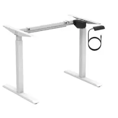 Monoprice Height Adjustable Sit-Stand Riser Table Desk Frame - White With Electric Single Motor, Compatible With Desktops From 39in-63in Wide
