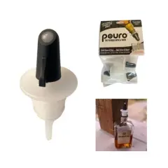 Pouro Oil & Vinegar, Spirits, Liquor, Wine Bottle Pourer Spout,Twist to Open and Pour, Twist to Close and Store Black