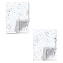 Hudson Baby Unisex Baby Plush Mink and Faux Shearling Blanket, Gray Clouds 2-Piece, One Size