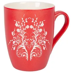 Elanze Designs Damask Floral Mirror Crimson Red 10 ounce New Bone China Coffee Cup Mug