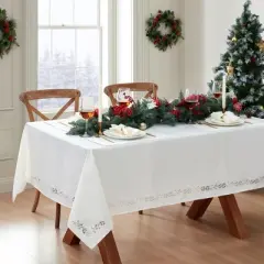 Elrene Poinsettia Noel Laser Cut Tablecloth - Elrene Home Fashions