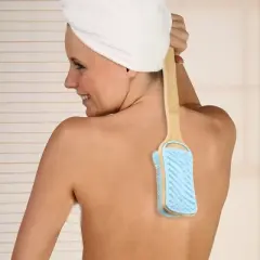 Unique Bargains Double Side Long Handle Bath Brush 17.72" Length 1 Pc