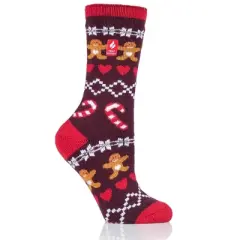Heat Holders Lite Women's Lite Carol Festive Gingerbread Crew Sock  Assorted Us 5-9| Size Women's 5-9 - Festive Gingerbread