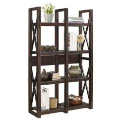 60" Hathaway Wood Veneer Bookshelf/Room Divider Espresso - Room & Joy