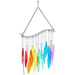 Okuna Outpost Rainbow Wind Chimes for Outdoor or Indoor Decor (11.22 x 18.9 Inches)