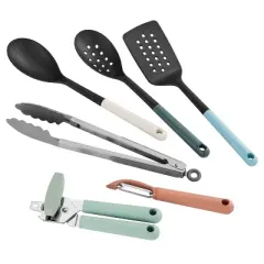 Cuisinart 6pc Gourmet Complete Tool and Gadget Set Green: Nylon Cooking Utensils, Dishwasher-Safe, Hanging Storage