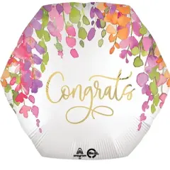 LoonBalloon 23 Inch Congrats Romantic Floral Balloon with 4 Latex Balloons &ndash; Elegant & Cheerful Celebration Balloon Set