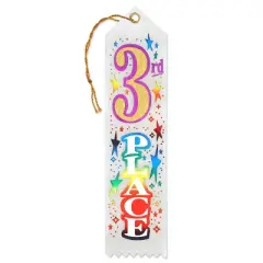 Beistle 3rd  Place Award Ribbon, 2" x 8", (6/Pkg) Multicolored