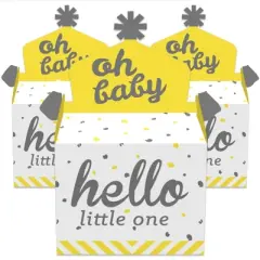 Big Dot of Happiness Hello Little One - Yellow and Gray - Treat Box Party Favors - Neutral Baby Shower Goodie Gable Boxes - Set of 12