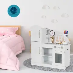 Costway Kids Kitchen Playset Pretend Play Cooking Set w/Vivid Faucet & Telephone