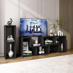 Costway 3 Pcs TV Stand for TV's up To 65'' Console Entertainment Center Bookcase Shelves