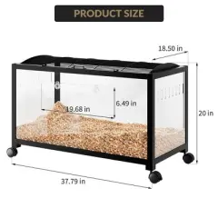 Acrylic Hamster Cage for 2 Rats, Indoor Guinea Pig Cages, Small Animal Habitats, 360&deg; Viewing & Stacked Design Mouse Cage for Chinchillas, Black