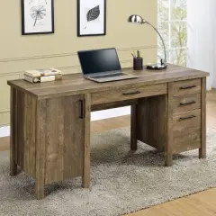 Tolar 4 Drawer Office Desk Rustic Oak - Coaster