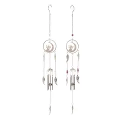 Transpac Metal and Plastic Fairy Chime Set of 2 Silver Bells and Wind Chimes for Outdoor Decoration