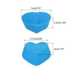 Unique Bargains Silicone Heat Resistant Cupcake Liners Heart Shape Baking Cups 18 Pcs