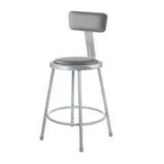 2pk 24" Adjustable Heavy Duty Vinyl Padded Steel Barstool with Backrest Gray - Hampden Furnishings