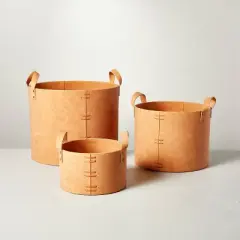 Faux Leather Storage Bin Camel Brown - Hearth & Hand&trade; with Magnolia