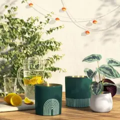 30oz Cylindrical Ceramic Arch 2-Wick Citronella Candle Deep Green - Project 62&trade;