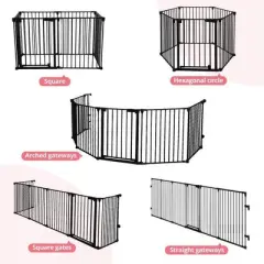 GOTGELIF Baby Safety Gate 150" Extra Wide Playard 6 Panels Hardware Mount Auto Close