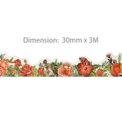 Wrapables Landscape Floral Metallic Gold Foil Washi Tape, 30mm x 3M