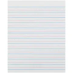 Zaner-Bloser&reg; Sulphite Handwriting Paper, Dotted Midline, Grade 2, 1/2" x 1/4" x 1/4" Ruled Short, 8" x 10-1/2", 500 Sheets Per Pack, 2 Packs