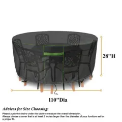 Akefit Round Patio Table Cover Waterproof Windproof Outdoor Furniture Cover with Green Trim