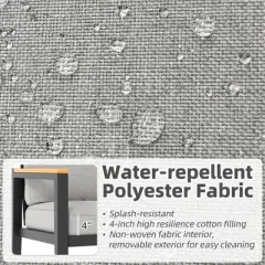 4 Piece Modern Outdoor Conversation Sets with 4 Inch Cushion & 5mm Tempered Glass Table