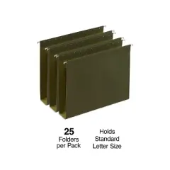 Staples Hanging File Folders 2" Expansion Letter Size Standard Green 25/Bx TR117515/117515