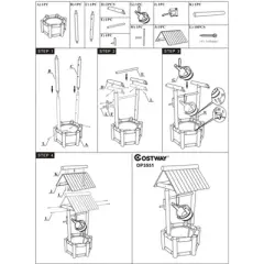 Costway Garden Rustic Wishing Well Water Fountain Wooden Outdoor Electric Backyard Pump