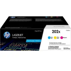 HP 202X CF500XM 3 High Yield Toner Cartridge: Cyan, Magenta & Yellow