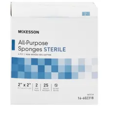 McKesson All Purpose Sponges 4-Ply, 2 in x 2 in, 2 Per Pack, 25 Packs, 50 Total