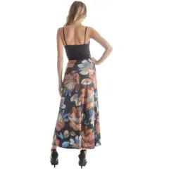 Womens Floral Elastic Waistband Maxi Skirt
