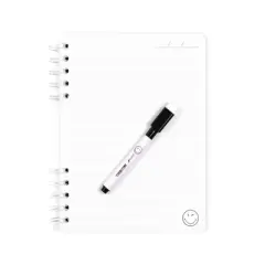 Yoobi SmileyWorld Erasable Cover Notebook 6"x8" with Dry Erase Marker, School Supplies