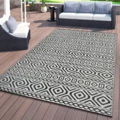 World Rug Gallery Contemporary Geometric Reversible Plastic Outdoor Rugs