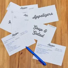 AuldHome Farmhouse Recipe Card Set; 100 Cards w/ 18 Dividers, Fits 4x6 Recipe Boxes, Double-Sided Modern Farmhouse Style