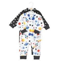 Hudson Baby Unisex Toddler Plush Jumpsuits, Space Adventure