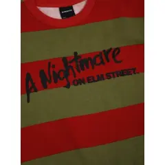 A Nightmare On Elm Street Logo Crew Neck Long Sleeve Striped Adult Tee
