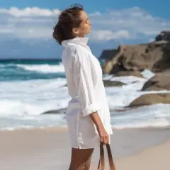 Women's Buttoned Shirt Cover-Up Dress - Cupshe