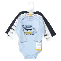 Hudson Baby Infant Boys Cotton Long-Sleeve Bodysuits, Vehicles