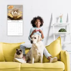 2026 Square Wall Calendar, Cats & Dogs, 16-Month Animals Theme with 180 Reminder Stickers (12x12 In)